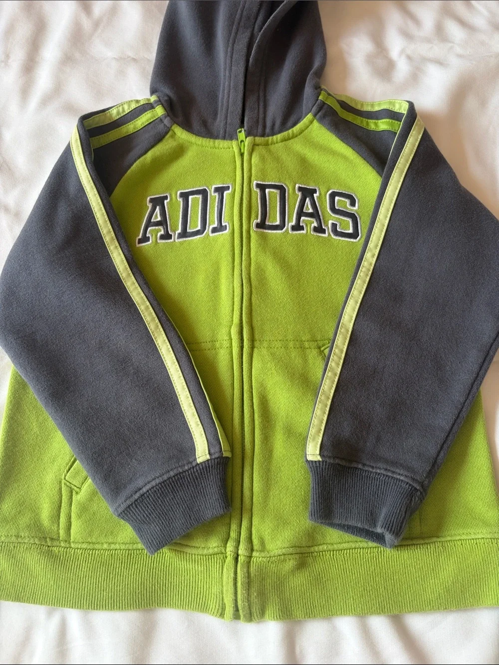 Adidas Kids' Green & Black Hooded Zip Fleece Jacket